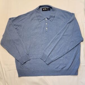 VTG Woods & Grey 100% Cashmere 3-Button Collared Sweater Men Size XXL Grampa Hip